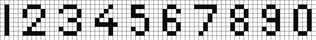 Siffror 1-9 på rutad bakgrund.