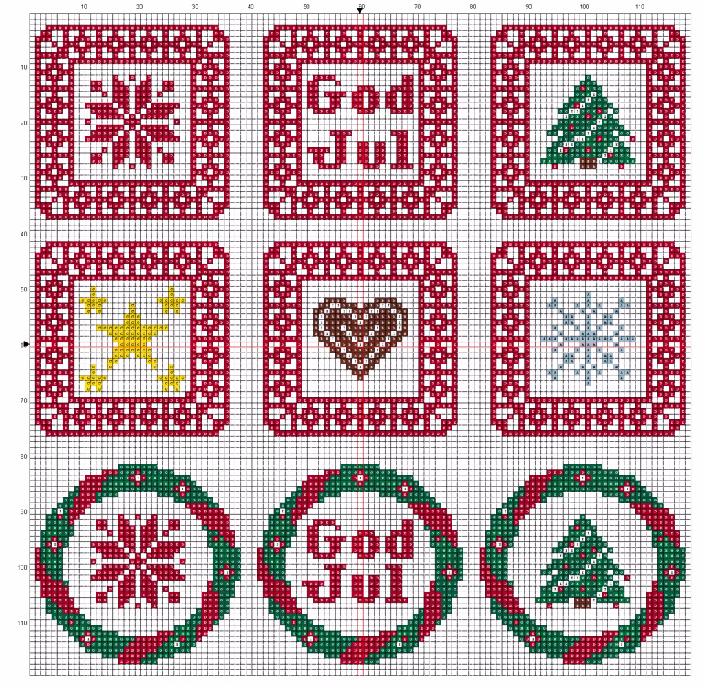 Gratis korsstygnsmönster till juldekorationer.